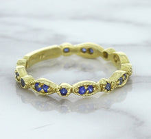 Load image into Gallery viewer, 0.30ctw Blue Sapphire Alternating Marquise Ring in 14K Yellow Gold
