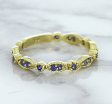 Load image into Gallery viewer, 0.30ctw Blue Sapphire Alternating Marquise Ring in 14K Yellow Gold