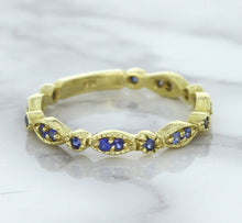 Load image into Gallery viewer, 0.30ctw Blue Sapphire Alternating Marquise Ring in 14K Yellow Gold