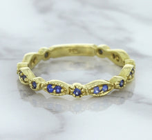 Load image into Gallery viewer, 0.30ctw Blue Sapphire Alternating Marquise Ring in 14K Yellow Gold