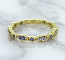 Load image into Gallery viewer, 0.30ctw Blue Sapphire Alternating Marquise Ring in 14K Yellow Gold