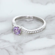 Load image into Gallery viewer, 0.45ct Round Lavender Sapphire Ring with Diamonds in 18K White Gold