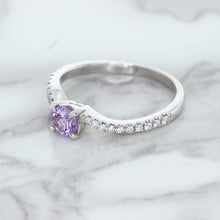 Load image into Gallery viewer, 0.45ct Round Lavender Sapphire Ring with Diamonds in 18K White Gold