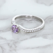 Load image into Gallery viewer, 0.45ct Round Lavender Sapphire Ring with Diamonds in 18K White Gold