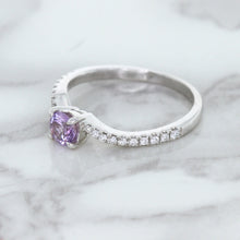 Load image into Gallery viewer, 0.45ct Round Lavender Sapphire Ring with Diamonds in 18K White Gold