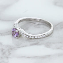 Load image into Gallery viewer, 0.45ct Round Lavender Sapphire Ring with Diamonds in 18K White Gold