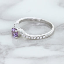 Load image into Gallery viewer, 0.45ct Round Lavender Sapphire Ring with Diamonds in 18K White Gold