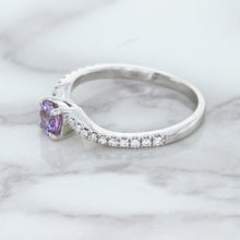 Load image into Gallery viewer, 0.45ct Round Lavender Sapphire Ring with Diamonds in 18K White Gold