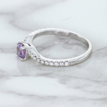 Load image into Gallery viewer, 0.45ct Round Lavender Sapphire Ring with Diamonds in 18K White Gold