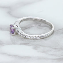 Load image into Gallery viewer, 0.45ct Round Lavender Sapphire Ring with Diamonds in 18K White Gold