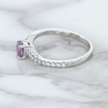 Load image into Gallery viewer, 0.45ct Round Lavender Sapphire Ring with Diamonds in 18K White Gold