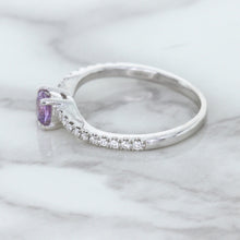 Load image into Gallery viewer, 0.45ct Round Lavender Sapphire Ring with Diamonds in 18K White Gold