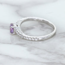 Load image into Gallery viewer, 0.45ct Round Lavender Sapphire Ring with Diamonds in 18K White Gold