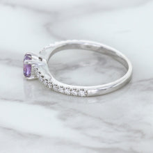 Load image into Gallery viewer, 0.45ct Round Lavender Sapphire Ring with Diamonds in 18K White Gold