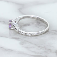 Load image into Gallery viewer, 0.45ct Round Lavender Sapphire Ring with Diamonds in 18K White Gold