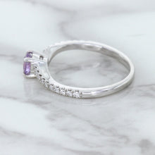 Load image into Gallery viewer, 0.45ct Round Lavender Sapphire Ring with Diamonds in 18K White Gold