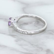 Load image into Gallery viewer, 0.45ct Round Lavender Sapphire Ring with Diamonds in 18K White Gold