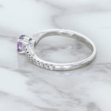 Load image into Gallery viewer, 0.45ct Round Lavender Sapphire Ring with Diamonds in 18K White Gold