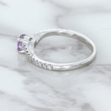 Load image into Gallery viewer, 0.45ct Round Lavender Sapphire Ring with Diamonds in 18K White Gold