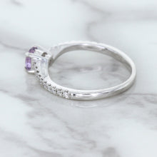 Load image into Gallery viewer, 0.45ct Round Lavender Sapphire Ring with Diamonds in 18K White Gold