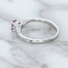 Load image into Gallery viewer, 0.45ct Round Lavender Sapphire Ring with Diamonds in 18K White Gold