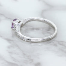 Load image into Gallery viewer, 0.45ct Round Lavender Sapphire Ring with Diamonds in 18K White Gold
