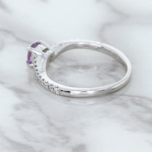 Load image into Gallery viewer, 0.45ct Round Lavender Sapphire Ring with Diamonds in 18K White Gold