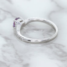 Load image into Gallery viewer, 0.45ct Round Lavender Sapphire Ring with Diamonds in 18K White Gold