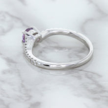 Load image into Gallery viewer, 0.45ct Round Lavender Sapphire Ring with Diamonds in 18K White Gold