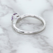 Load image into Gallery viewer, 0.45ct Round Lavender Sapphire Ring with Diamonds in 18K White Gold