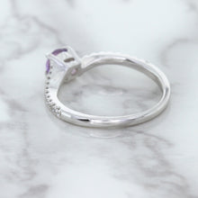 Load image into Gallery viewer, 0.45ct Round Lavender Sapphire Ring with Diamonds in 18K White Gold