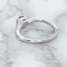 Load image into Gallery viewer, 0.45ct Round Lavender Sapphire Ring with Diamonds in 18K White Gold