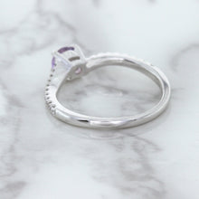 Load image into Gallery viewer, 0.45ct Round Lavender Sapphire Ring with Diamonds in 18K White Gold