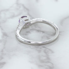 Load image into Gallery viewer, 0.45ct Round Lavender Sapphire Ring with Diamonds in 18K White Gold