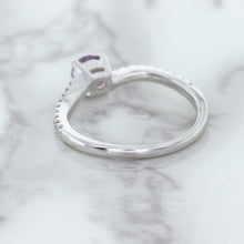 Load image into Gallery viewer, 0.45ct Round Lavender Sapphire Ring with Diamonds in 18K White Gold