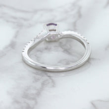 Load image into Gallery viewer, 0.45ct Round Lavender Sapphire Ring with Diamonds in 18K White Gold