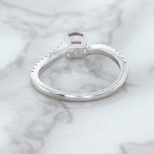 Load image into Gallery viewer, 0.45ct Round Lavender Sapphire Ring with Diamonds in 18K White Gold
