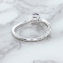 Load image into Gallery viewer, 0.45ct Round Lavender Sapphire Ring with Diamonds in 18K White Gold