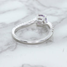 Load image into Gallery viewer, 0.45ct Round Lavender Sapphire Ring with Diamonds in 18K White Gold