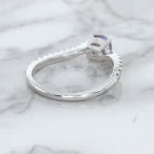 Load image into Gallery viewer, 0.45ct Round Lavender Sapphire Ring with Diamonds in 18K White Gold