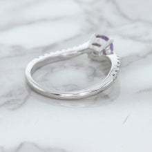 Load image into Gallery viewer, 0.45ct Round Lavender Sapphire Ring with Diamonds in 18K White Gold