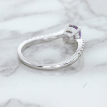 Load image into Gallery viewer, 0.45ct Round Lavender Sapphire Ring with Diamonds in 18K White Gold