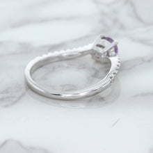 Load image into Gallery viewer, 0.45ct Round Lavender Sapphire Ring with Diamonds in 18K White Gold