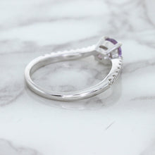 Load image into Gallery viewer, 0.45ct Round Lavender Sapphire Ring with Diamonds in 18K White Gold