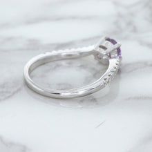 Load image into Gallery viewer, 0.45ct Round Lavender Sapphire Ring with Diamonds in 18K White Gold