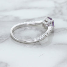 Load image into Gallery viewer, 0.45ct Round Lavender Sapphire Ring with Diamonds in 18K White Gold