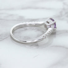 Load image into Gallery viewer, 0.45ct Round Lavender Sapphire Ring with Diamonds in 18K White Gold