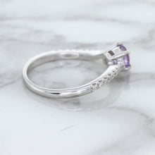 Load image into Gallery viewer, 0.45ct Round Lavender Sapphire Ring with Diamonds in 18K White Gold