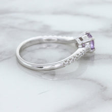 Load image into Gallery viewer, 0.45ct Round Lavender Sapphire Ring with Diamonds in 18K White Gold