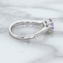 Load image into Gallery viewer, 0.45ct Round Lavender Sapphire Ring with Diamonds in 18K White Gold